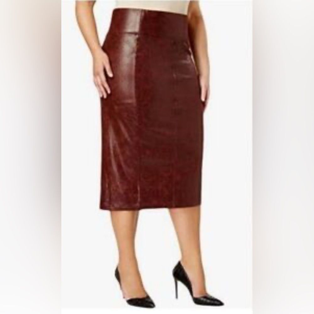 Marc New York Burgundy Faux Leather Elegant Pencil Skirt size XS